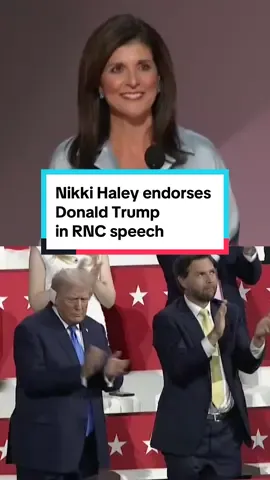 Nikki Haley, who ran against Donald Trump in the Republican primary, endorsed him at the top of her RNC speech: 