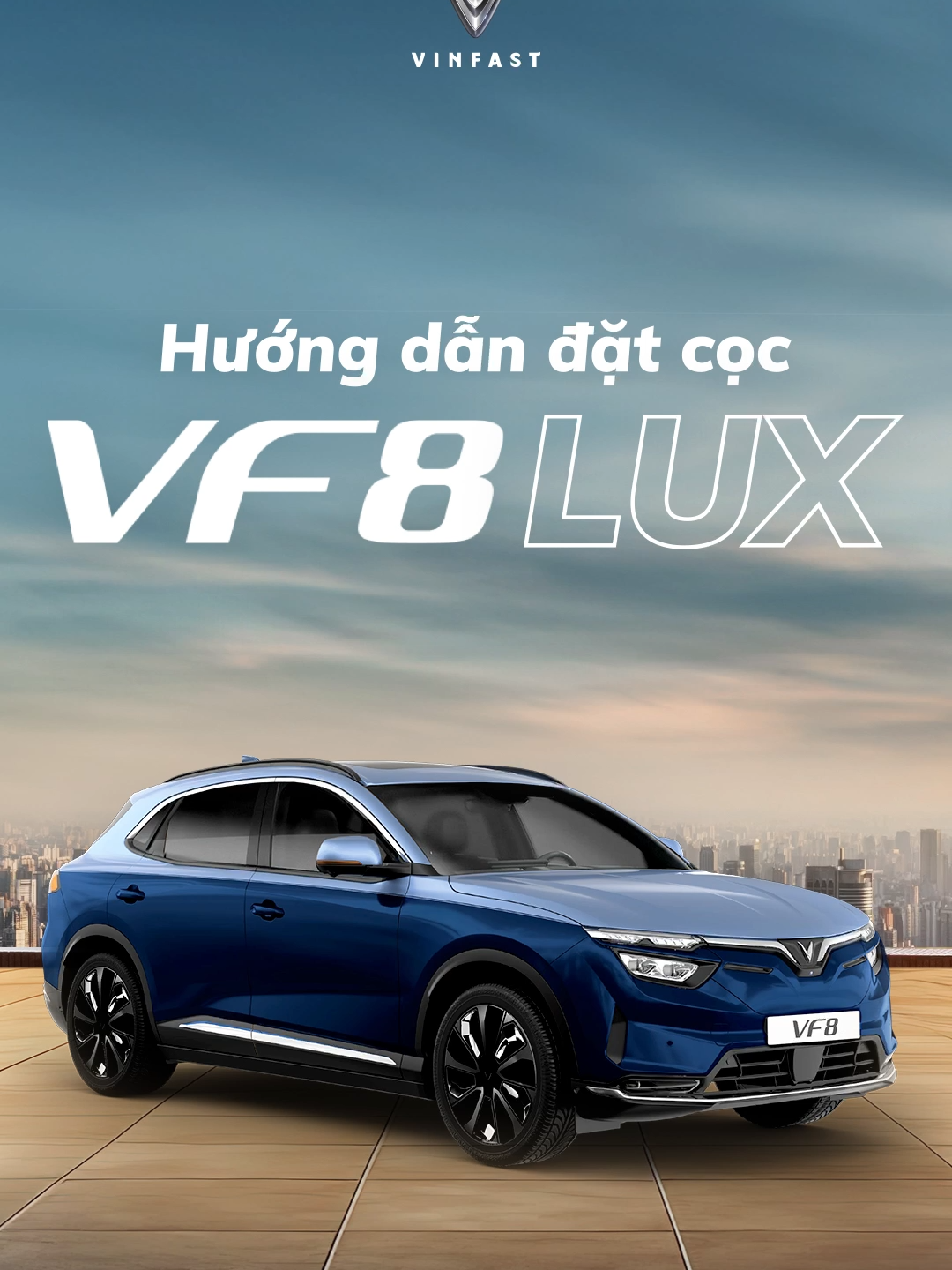 ĐẶT CỌC VF 8 LUX TRÊN WEBSITE - NHANH CHÓNG VÀ DỄ DÀNG! Tiên phong chuyển đổi xanh cùng VinFast khi sở hữu chiếc VF 8 Lux chỉ với 30 triệu đồng đặt cọc, thời gian mở cọc từ 08:00 ngày 16.07.2024 đến ngày 22.07.2024. Để thuận tiện trong việc đặt cọc VF 8 Lux, Khách hàng vui lòng thực hiện theo các bước sau:  Bước 1: Truy cập trang web đặt cọc VF 8 Lux: https://bit.ly/DatcocVF8Lux Bước 2: Chọn phiên bản xe, dịch vụ pin PIN, màu sắc ngoại thất và nội thất Bước 3: Nhập thông tin cá nhân và chọn showroom nhận xe gần nhất Bước 4: Chọn phương thức và hoàn tất thanh toán VinFast sẽ gửi xác nhận đặt cọc thành công qua email trong vòng 24h qua địa chỉ email noreply.vn@vinfastauto.com Ngoài ra, khách hàng cũng có thể đặt cọc VF 8 Lux tại Hệ thống Showroom hoặc Nhà phân phối chính thức của VinFast trên toàn quốc. #ThăngHạngĐẳngCấp #VF8S #VF8Lux #VF8LuxPlus #VinFast