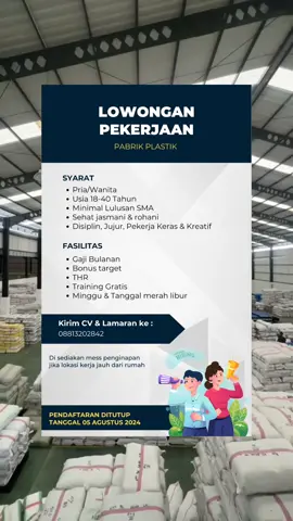 BURUAN SEBELUM DI TUTUP! Untuk info lebih lengkap silahkan hubungi HRD Di LINK BIO PROFIL🙏 #lowongankerja #loker #lokerindonesia #lokerterbaru #update2024 #fyp #pabrikplastik 