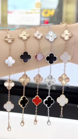 Lắc Tay bốn lá phối hai màu cực xinh, siêu Hot 🔥🔥 #phucvinhdiamond #cobonla #vangy750 #lactaybonla #xuhuong 