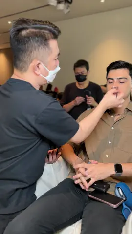Male Handsome Model on my makeup chair Kai Suzon ❤️ #makeupbygeorgia #fashionshow #malemodel #runwaymodel #handsomemodel 