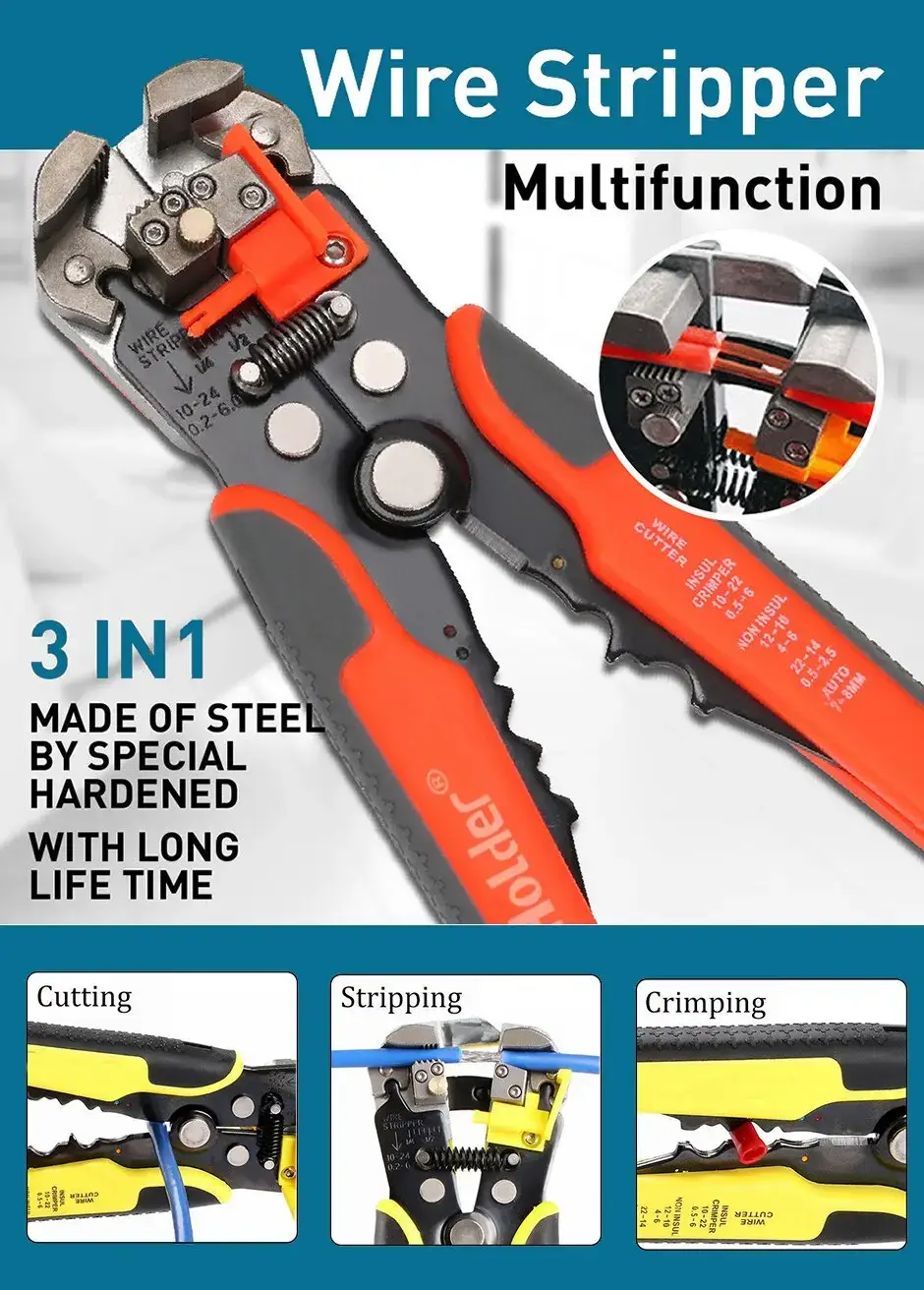 Professional electrician wire tool cable wire stripper cutter crimper automatic crimping stripping pliers copy link on first comment to order