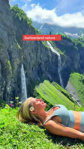 Nature is what I need 🫶🏽🌸 #switzerland #nature #mountain #waterfall #beautifuldestinations #swiss 