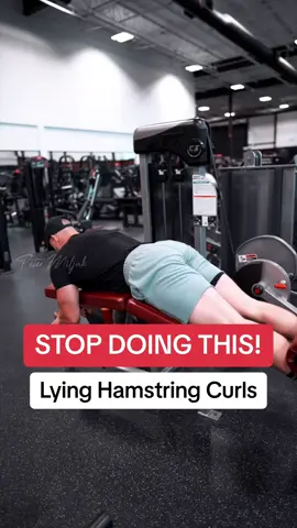 Lying Hamstring Curls - Note: you don't have to grip the pad, it is honestly dependent on what feels more comfortable and more stable for you, as well as the type of lying leg curl machine you are using. The main focus is to engage your lats and abs the entire time to stabilize your trunk and hips, this will allow you to focus solely on the hamstrings and to create as much tension as possible. As always control every rep and eccentric! - 1 On 1 Coaching Available Click the link in my Bio! - #GymTok #legday #legworkout #legsworkout #gymtips #FitTok 