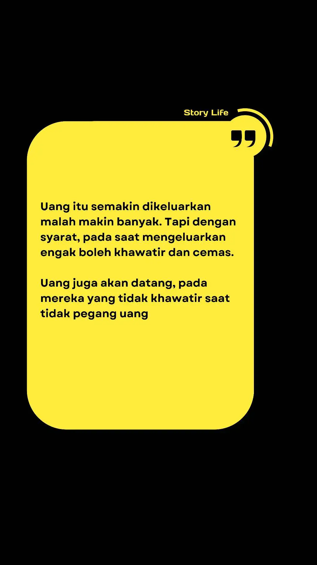 Uang itu semakin dikeluarkan malah makin banyak. Tapi dengan syarat, pada saat mengeluarkan engak boleh khawatir dan cemas. Uang juga akan datang, pada mereka yang tidak khawatir saat tidak pegang uang #katabijak #pesanbijak #dailyquotes #dailystory #quotes #mindset #filosofiuang #cerita #filosofi #uang 