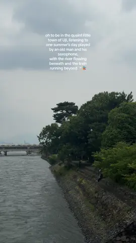 sound up 🥹 this felt like a dream. we were about to cross the bridge when we heared music playing—turns out it was this lovely old man and his saxophone, sat by the river, playing one summer’s day. to be in uji with studio ghibli music playing?! i almost cried 🥹 