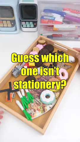 Guess which one is not stationery? 🤔🤔🤔
 #capcut #stationerypal #stationery #fyp #pencil #oreo #Sanrio #donut #rollcake #school #eraser 