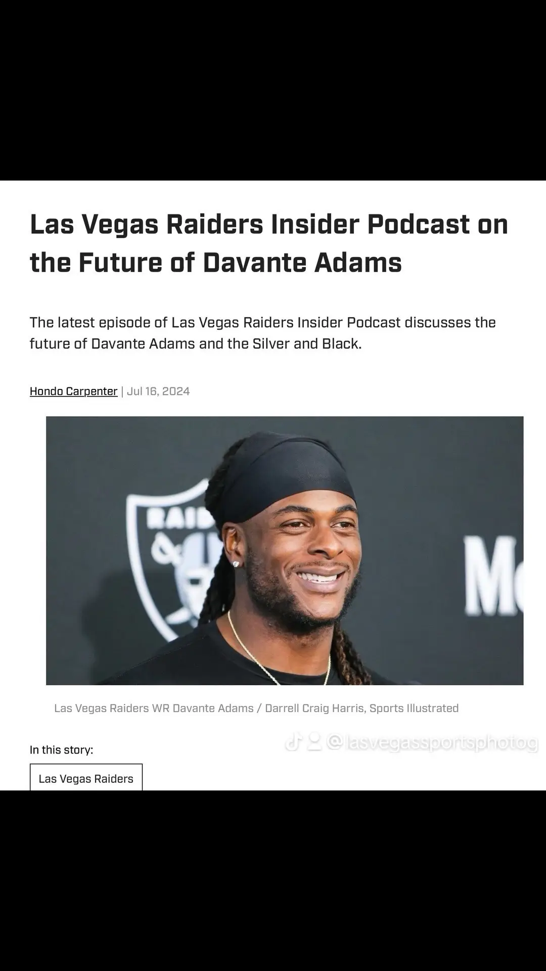 #davanteadams My #riaders images on the Sports Illustrated website this week #lasvegasraiders #davanteadams #football #sportsphotographer #sportsphotography Allegiant Stadium, Silver and Black, Raider Nation, Derek Carr, Josh Jacobs, Mark Davis, Maxx Crosby, Davante Adams, AFC West, Las Vegas, Raiders logo, Jon Gruden, Al Davis, Las Vegas Strip, Black Hole, Raiderettes, Draft picks, NFL playoffs, Home games, Training camp