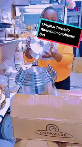 *🥳🥳 Original Tornado (TC) Cookware Set Sufuria with Free( 2 pcs Plastic service Spoons and 1 Scotch ) ▪️Colour :silver  ▪️14pcs (7lids+7pots) Silver  ▪️Pot sizes (16/18/20/22/24/26/28cm). ksh.5,500 #glahpesuppliers #tornadocookwareset #tornado #aluminiumcookingpots #kitchenware #kitchenutensils #kenya #254 