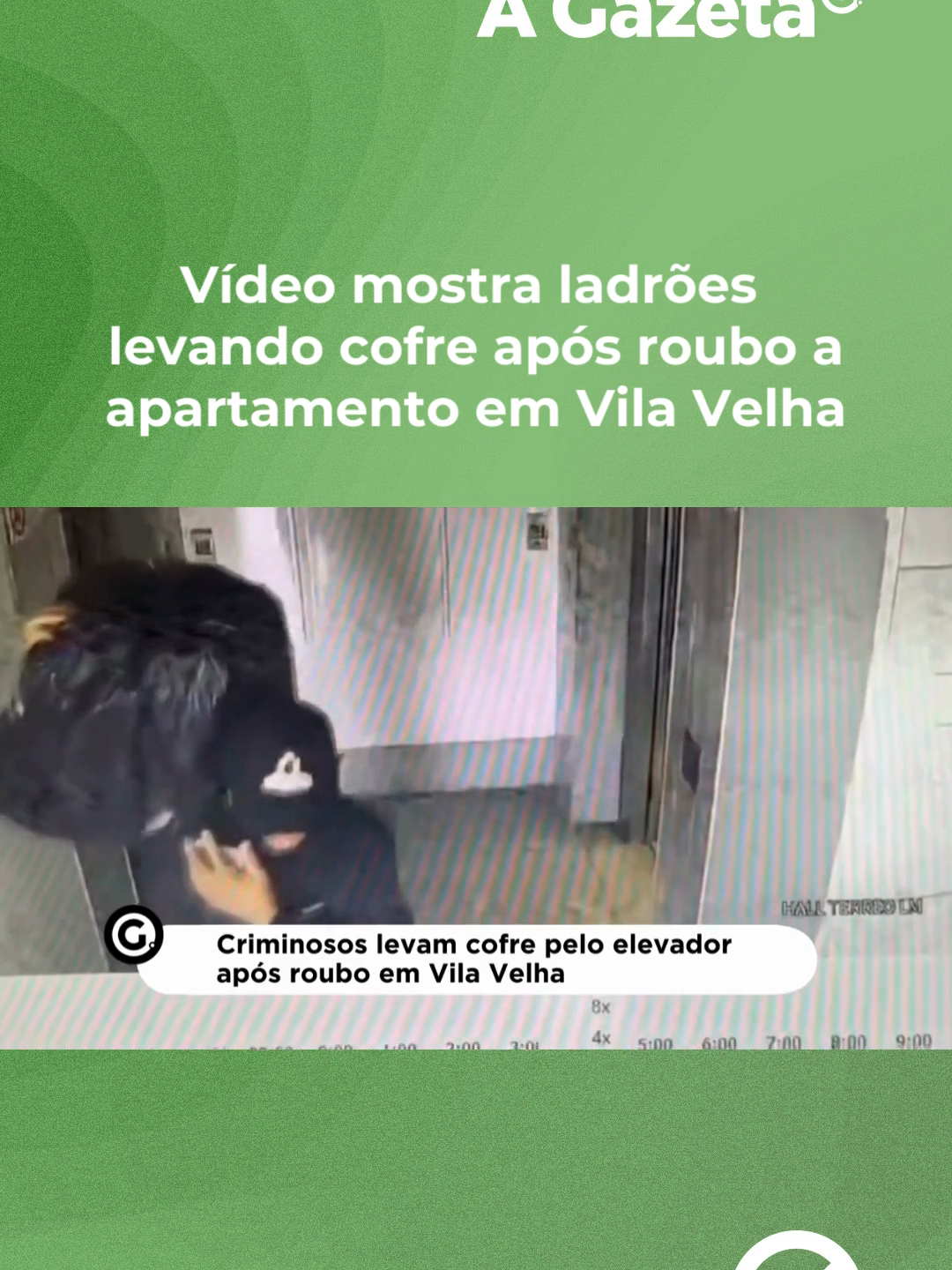 📹 Imagens de segurança mostram o momento em que dois criminosos, que invadiram um apartamento e levaram mais de R$ 1 milhão em dinheiro e joias na Praia de Itaparica, Vila Velha, deixam o elevador do prédio com um cofre e uma mala com os objetos roubados. O crime aconteceu na tarde de quarta-feira (17), em um condomínio de luxo. A mala, assim como o cofre, pertencem a uma empresária, dona do imóvel. A mulher contou à repórter Priciele Venturini, da TV Gazeta, que os dois homens chegaram na portaria do prédio, disseram que eram prestadores de serviço e informaram que queriam subir para o apartamento dela. O porteiro teria entrado em contato com a diarista, que era a única no local, e a funcionária autorizou a entrada dos criminosos. ↪️ Segundo a empresária, por volta das 16h ela recebeu uma ligação da portaria do prédio, e informaram que alguém estava gritando dentro do apartamento dela. A mulher autorizou a entrada da porteira, que encontrou a diarista amarrada e a residência revirada. #AGazetaES