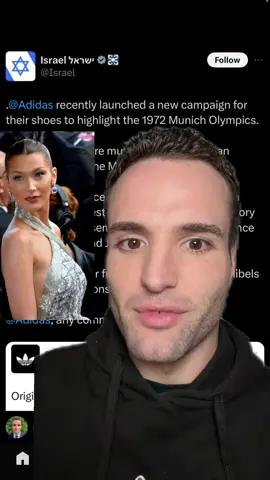 Israel tweeted about Bella Hadid’s new campaign with @adidas for their shoes to highlight the 1972 Munich Olympics #bellahadid #bellahadidedit #fyp #🍉 bella hadid adidas campaign munich olympics adidas campaign 