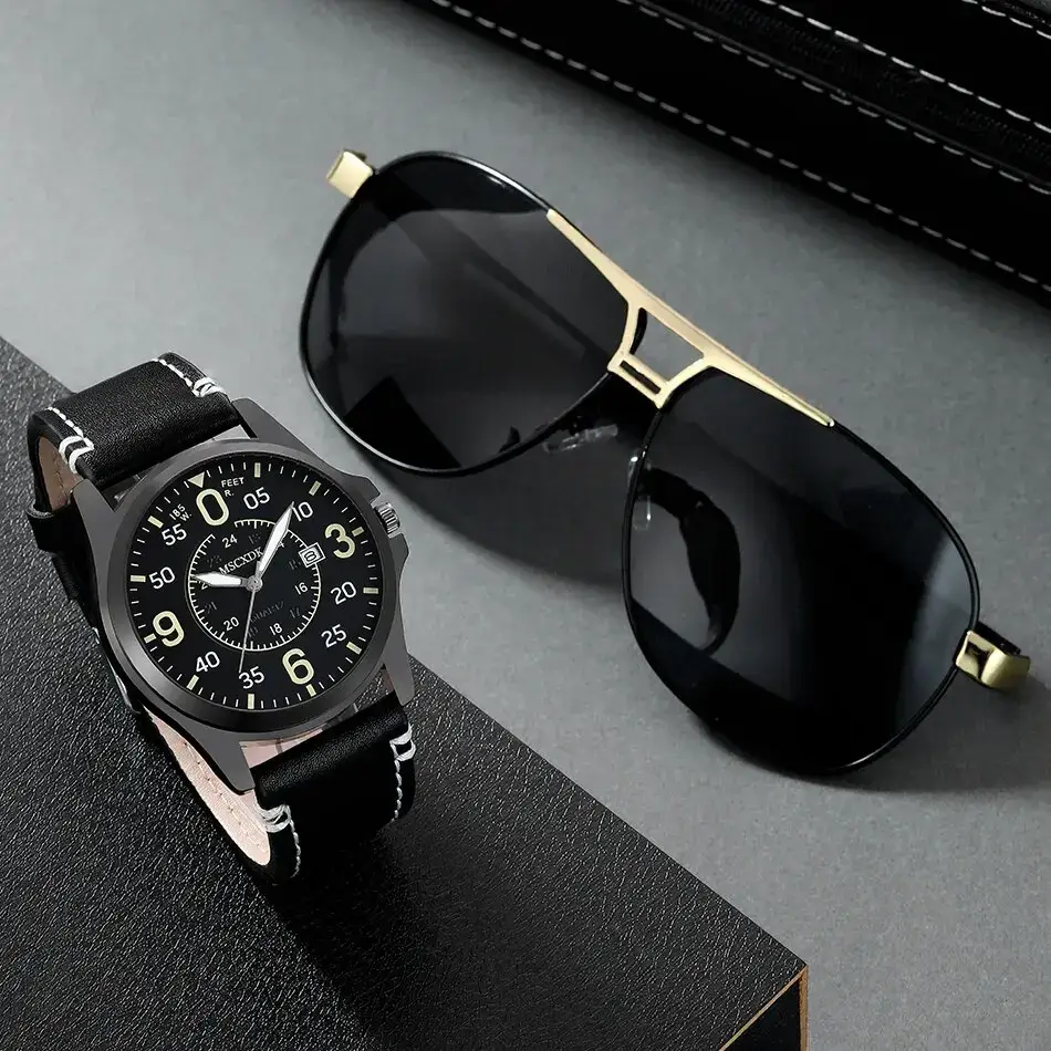 Mens Business Sports Watches for Men Glasses Set Military Quartz Wrist Watch Classic Male Casual Leather Watch Reloj Hombre #koozie #adultingjokes #wall #adulting #daddyshome2 #daddyshome #guitar #یوگا #memes #infrared #perms #purpose #multi #hanger #saturday