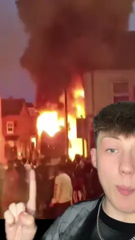 Bus set on fire in Leeds riot tonight 🤯 #leeds #harehills #riot 