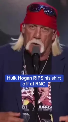 Wrestling legend Hulk Hogan TORE OFF his shirt on the RNC stage, revealing a Trump/Vance tank underneath. #trump #trump2024 #rnc #rnc2024 #politics #trumprally #republican #republicans #hulkhogan #WWE #wrestling #jdvance 