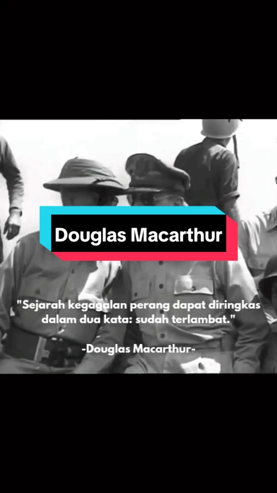 Douglas MacArthur (26 Januari 1881 – 5 April 1964) adalah seorang jenderal bintang lima asal Amerika Serikat dan marsekal lapangan Angkatan Darat Filipina. Ia menjabat sebagai Kepala Staf Angkatan Darat Amerika Serikat pada dasawarsa 1930-an dan memiliki sumbangsih yang besar dalam upaya untuk melawan Kekaisaran Jepang di teater Pasifik selama Perang Dunia II. Ia dianugerahi Medal of Honor berkat jasa-jasanya selama kampanye militer Filipina sehingga dirinya dan ayahnya, Arthur MacArthur, Jr., menjadi pasangan ayah dan anak pertama yang sama-sama mendapatkan medali tersebut. Ia juga merupakan salah satu dari hanya lima orang yang diberikan pangkat Jenderal Besar di Angkatan Darat Amerika Serikat dan satu-satunya orang yang pernah diangkat sebagai marsekal lapangan di Angkatan Darat Filipina. #douglasmacarthur #USA #ww2 #history #foryoupage #fyp 