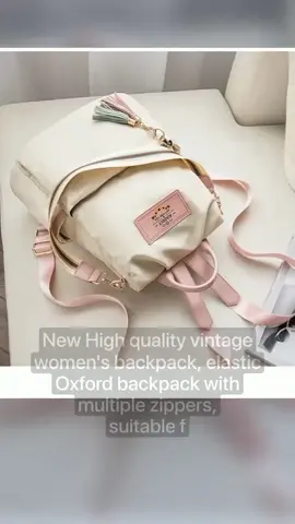 #fypシ゚viral #foryoupage  New High quality vintage women's backpack, elastic Oxford backpack with multiple zippers, suitable for travel Only ₱357.61!