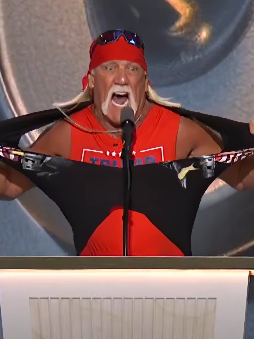 Hulk Hogan Rips Off His Shirt In Trump Endorsement Speech at RNC 2024. Hulk Hogan, the iconic wrestler from the 1980s golden age, made a memorable entrance into politics on Thursday night at the Republican National Convention. Hogan tore off his shirt and praised Donald Trump, calling him his 