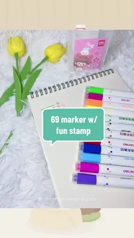 A set of  Water Color Marker Pen with Fun Stamp 🌸🍒🎀☂️🐟🎶🐰 #marker  #watercolor #funstamps #art #artwork #fyppppppppppppppppppppppp 