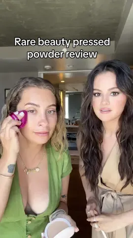 Trying out the new @Rare Beauty pressed powder on my dry skin with the one and only @Selena Gomez #rarebeauty #rarebeautypowder #selenagomez #makeupreview 