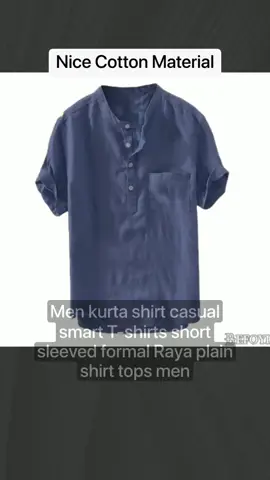 Men kurta shirt casual smart T-shirts short sleeved formal Raya plain shirt tops men Only S$16.50!