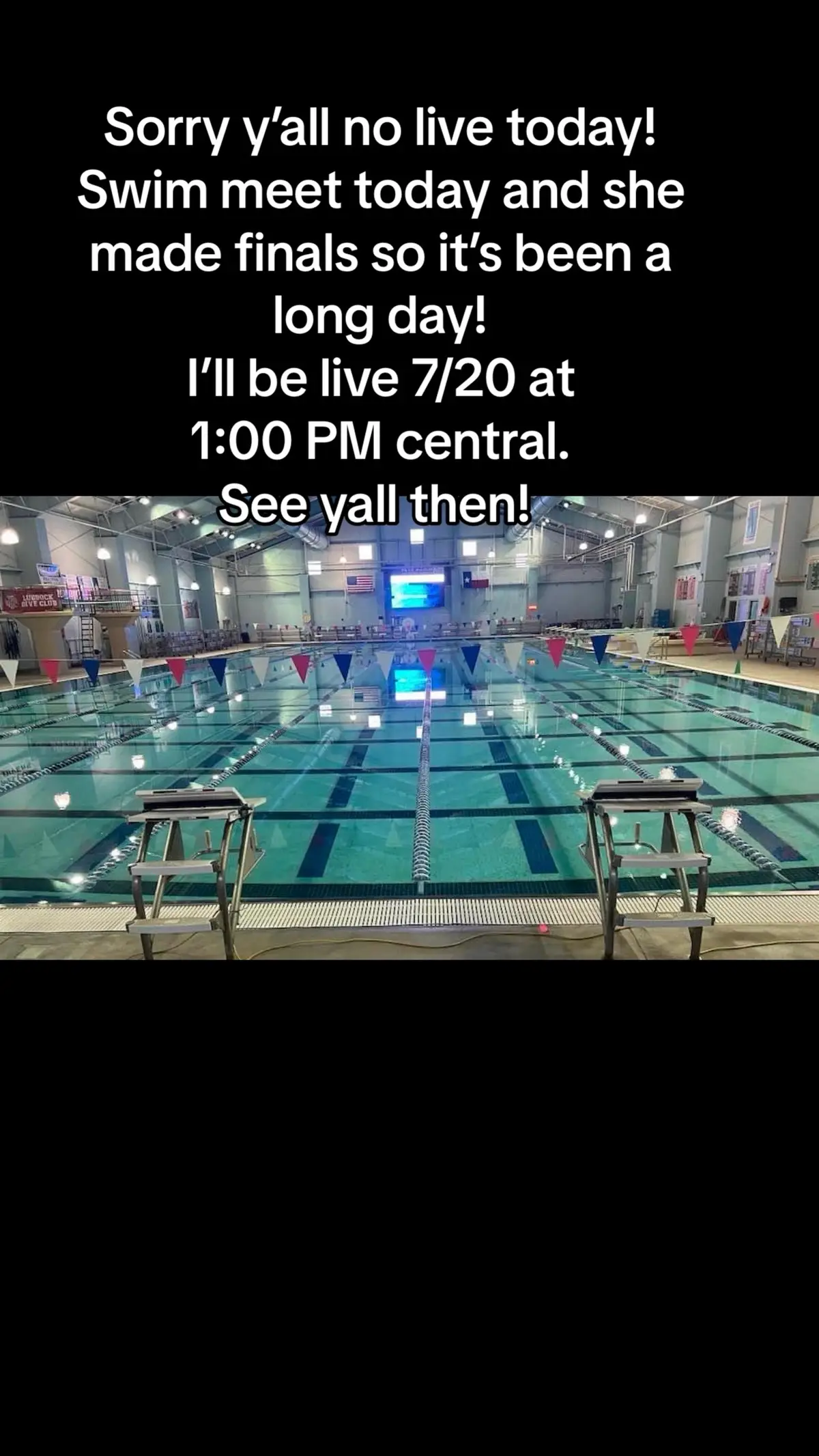 Swim life yall! Hope to see yall tomorrow at 1:00 PM central. #swimmeet #longday #putinthework #swimlife #live 