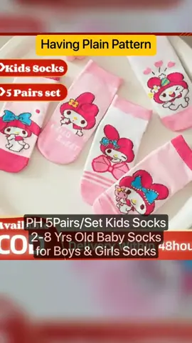 PH 5Pairs/Set Kids Socks 2-8 Yrs Old Baby Socks for Boys & Girls Socks under ₱55.00