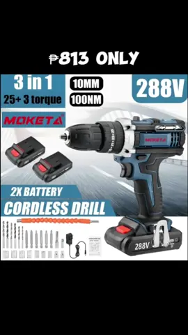 Moketa 1500w 288Vf drill electric screwdriver lithium battery torque double speed rechargeable. grabe ang ganda nito kaya order na. #cordlessdrill #cordless #drill #screwdriver #tools #moketa #fyp 