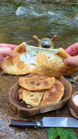 Would you eat a cheburek? 🔥 #outdoor #outdoorcooking #camping #food #cooking #foodvideo #nature #forest #survival #foodvideos #usa #america #cooking #hungry #foodporn #wilderness #germany #adventures #asmr #asmrvideo #campfire #outdoorkitchen #cheburek #fyp 