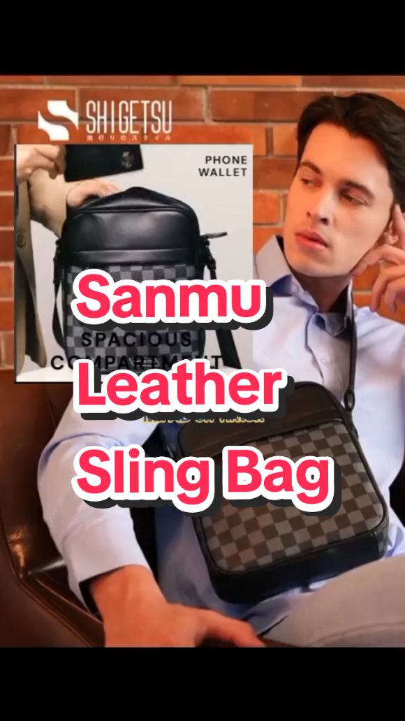 Shigetsu SANMU Leather Sling bag for men black grey crossbody bag shoulder bag mens bags side bag #shigetsu #slingbag #leatherslingbag #fashion #bag #bags #mensbag #crossbodybag #crossbodybags #fashion #TikTokFashion 