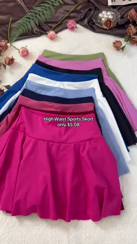 High Waist Sports Skort only $5.08 #fashiontiktok #foryou #womenfashion #summerclothes #viral #gymclothes #sportswear #tiktokshopbacktoschool #skirt #skort #sports 