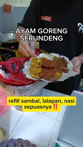 Ayam goreng serundeng free refill sambal, nasi, lalapan sepuasnya‼️ #ayamgorengserundeng #ayamgoreng #ayamgorengserundengbuheti #tiktokkulineran #kuliner #kulinertiktok #kulinerindonesia  #kulinerkelapagading #fyp #foryourpage 