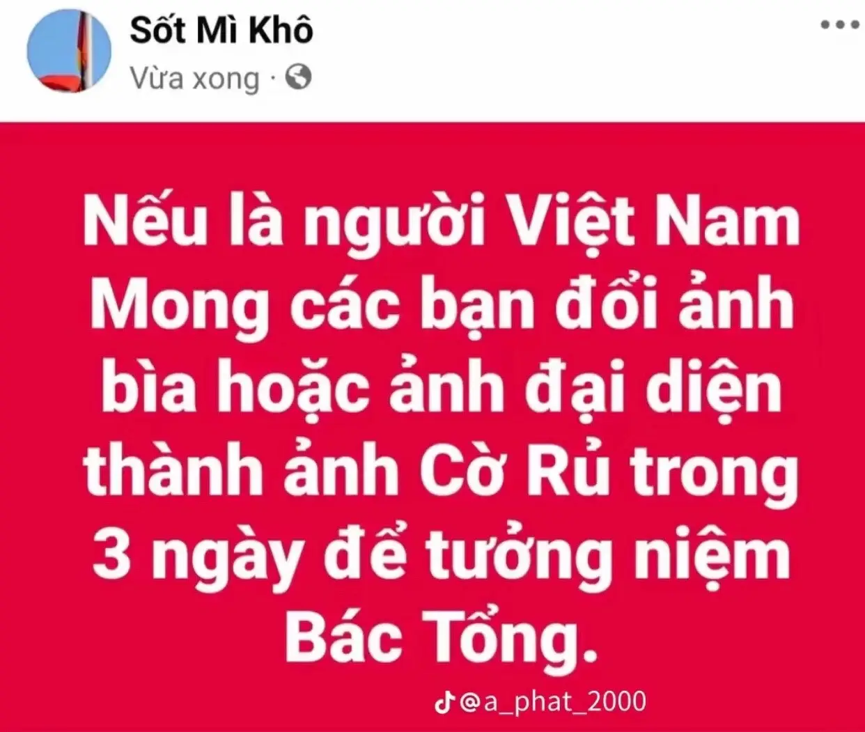 Mọi người nên thay để tưởng nhớ Bác ạ 😭😢 #bacnguyenphutrong #bacnguyenphutrong🇻🇳 #bacnguyenphutrong  #op_🍒 #wybxz🐢#lw🎭#ani_team💞🔥#na_op🍊#_sannie_🐣💫#🎭conan_grp🎭#juice_🍹🍹#flora🍂#rie🐤#team_sunne⛅#esl🎻 # _daisy💐✨#Cocktail_grp 🍸#Peachtea🍑🌿#Wtg_grpଓ#_sannie_🐣💫#Hyar💍🌷#fariy_tailreal🥑#♕ɾմɾí_եҽɑʍ#had_🌸#nie👊🏻   #rie🐤 #xuzi🍫  #Tuzyh_🧺 #SmyCe🌸#MunNyy👀 🪽 #Chip_Doryy🐇#Sunyy_HanNyy🐙#Town💦_Chipp🎀 #Create_Mochis🍡💫 #op_role👑#ln🌷💍  #crazy🦢#milk_grp🍪 #Dzi🍑#dwonh💤🐰#ln🌷💍#ani_team💞🔥#pea🍥#juny_🍑#hz🌰#ice_grp🧊#kl🍼#shnz_grp🐾#juice_🍹🍹#alice_🐰🌷#duyz🌷🐾 #_hzy_🐰🌷 #enzie🥨 #niana💞🌹 