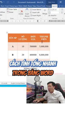 Cách tính tổng nhanh trong word mà không phải ai cũng biết #daotaotinhoc #sachtinhocvanphong #thayvinh #BookTok #LearnOnTikTok #hoccungtiktok #tinhocvanphong  #ViralBeauty 