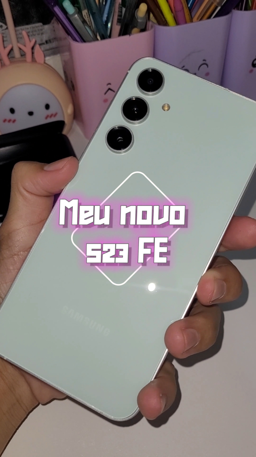 Meu novo celular (S23 Fe) || #unboxing #unboxingsamsung #samsung #s23fe #samsunggalaxy #galaxy #rich #humor #foryou #fyp 