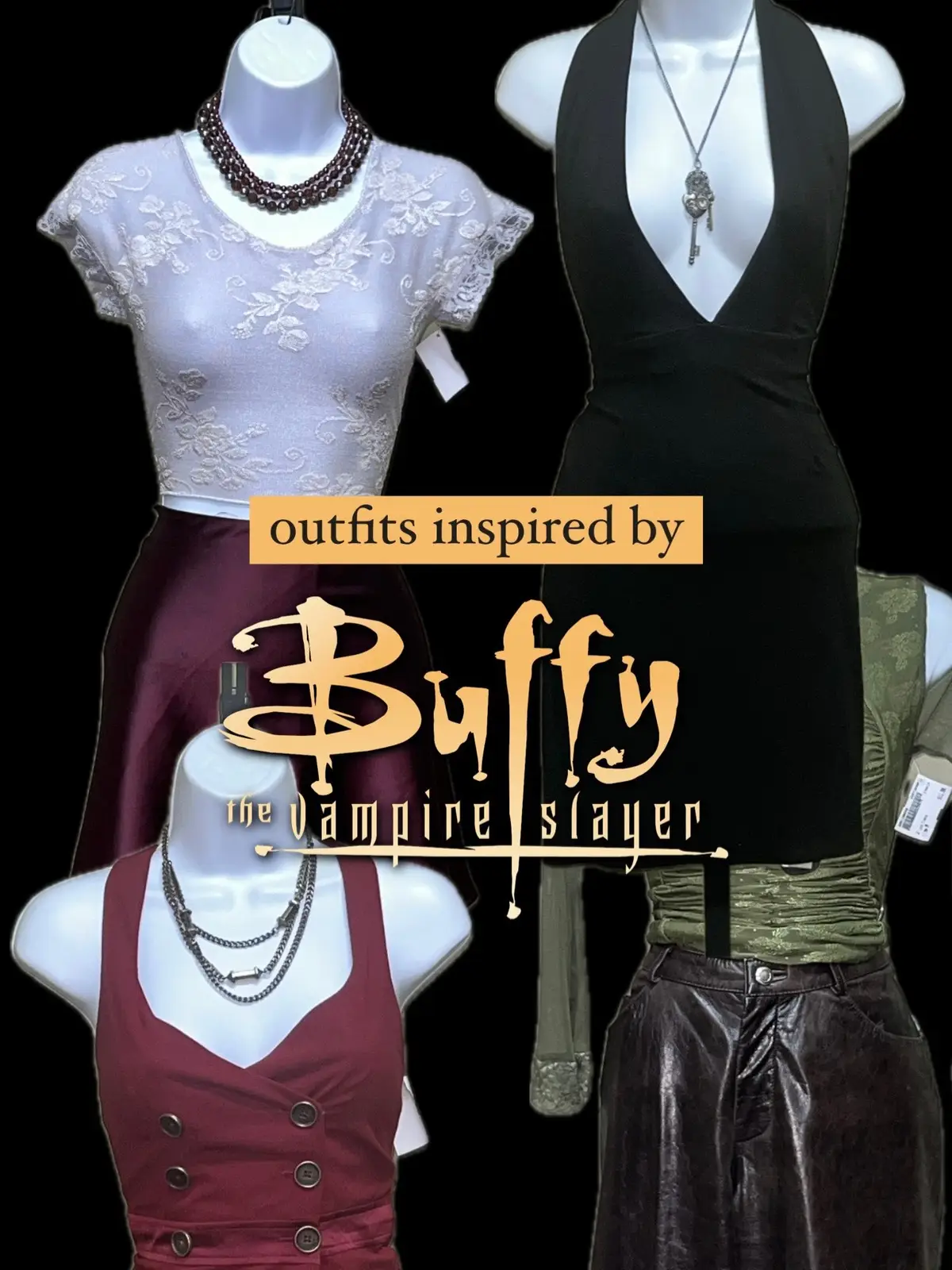 using clothes here at plato’s closet pleasanton to make buffy inspired outfits! #platosclosetpleasanton #platoscloset #explorepage #thrift #thriftfinds #secondhand #secondhandfashion #secondhandfinds #fashion #btvs #buffysummers #fashionblogger#fashionfinds #pleasantonthrift #pleasanton #spike #willow #xander #tara #dawn #scoobysquad #buffythevampireslayer #buffyfandom 