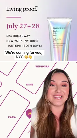 We're coming for you, #NYC 👋✨ Visit us in #soho on 7/27 + 7/28 from 11-5pm!  Win Lp. prizes, enjoy a sparkling lemonade, and take home a deluxe sample of 🆕 High-Shine Gloss. Plus, the first 100 people on line will win receive merch. 👕 Will we see you there? 🤩 #livingproofinc #popup  #nycpopup #haircare #hair #nycevent #event #shinyhair #glossyhair