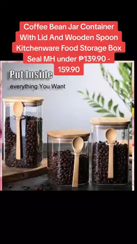 Coffee Bean Jar Container With Lid And Wooden Spoon Kitchenware Food Storage Box Seal MH under ₱139.90 - 159.90 Hurry - Ends tomorrow!#foryou #highlight #fypシ゚viral #followers #fypシ #foryoupage 