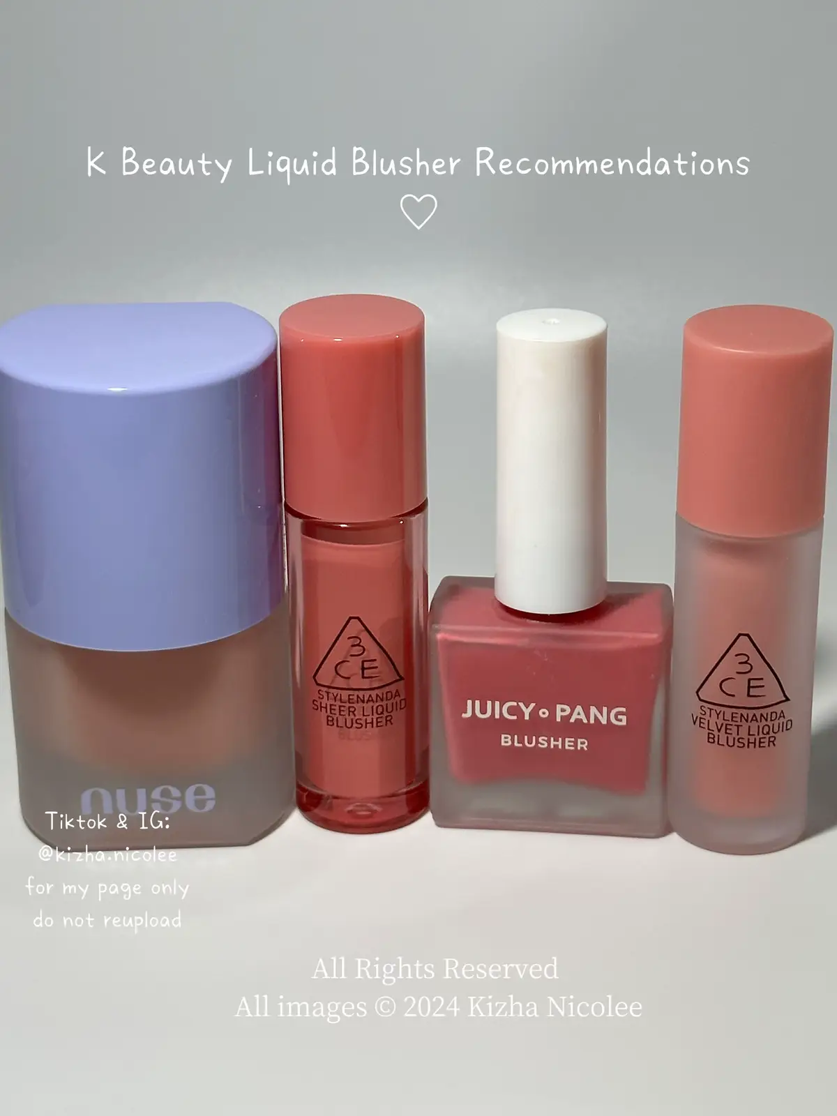 K Beauty Liquid Blusher Recommendations🎀💗🌸🫧 🍓nuse Liquid Care Cheek in 04 Poppy Breeze  🍓3CE Sheer Liquid Blusher in Side Piece 🍓Apieu Juicy Pang Blusher in Pk02  🍓3CE Velvet Liquid Blusher in So Alive  Get it too in @OLIVE YOUNG Global App and get 5% off using my code “KIZHA28” ❤️ #nuse #nuseliquidcarecheek #3cesheerliquidblusher #apieu #apieujuicypang #oliveyoung #oliveyoungaffiliate #oliveyoungglobal 