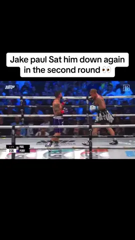 Jake paul Sat him down again in the second 😧 round #jakepaul #vs #mikeperry #boxing🥊 #viralvideo 