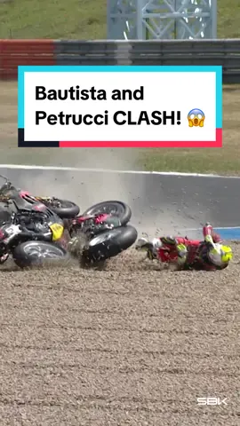 Drama ignited in the opening stages of Race 2! 💥 Alvaro Bautista and Danilo Petrucci collided at Turn 1 leading to a double retirement! 🤯 #CzechWorldSBK 🇨🇿 #WorldSBK #motorcycle #Motorsport #racing  #sportsontiktok 