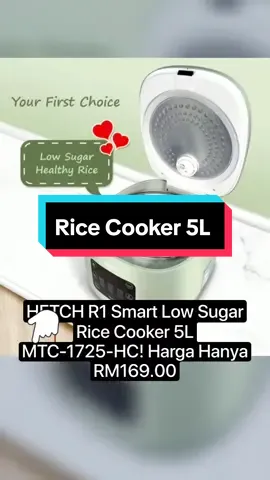 #stokterhad #produkterlaris  HETCH R1 Smart Low Sugar Rice Cooker 5L MTC-1725-HC bawah RM169.00