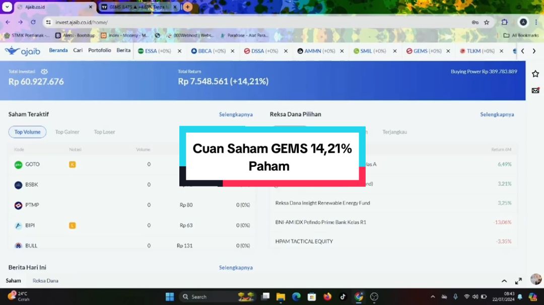 Update saham GEMS rekomendasi minggu lalu #sahampemula #saham 