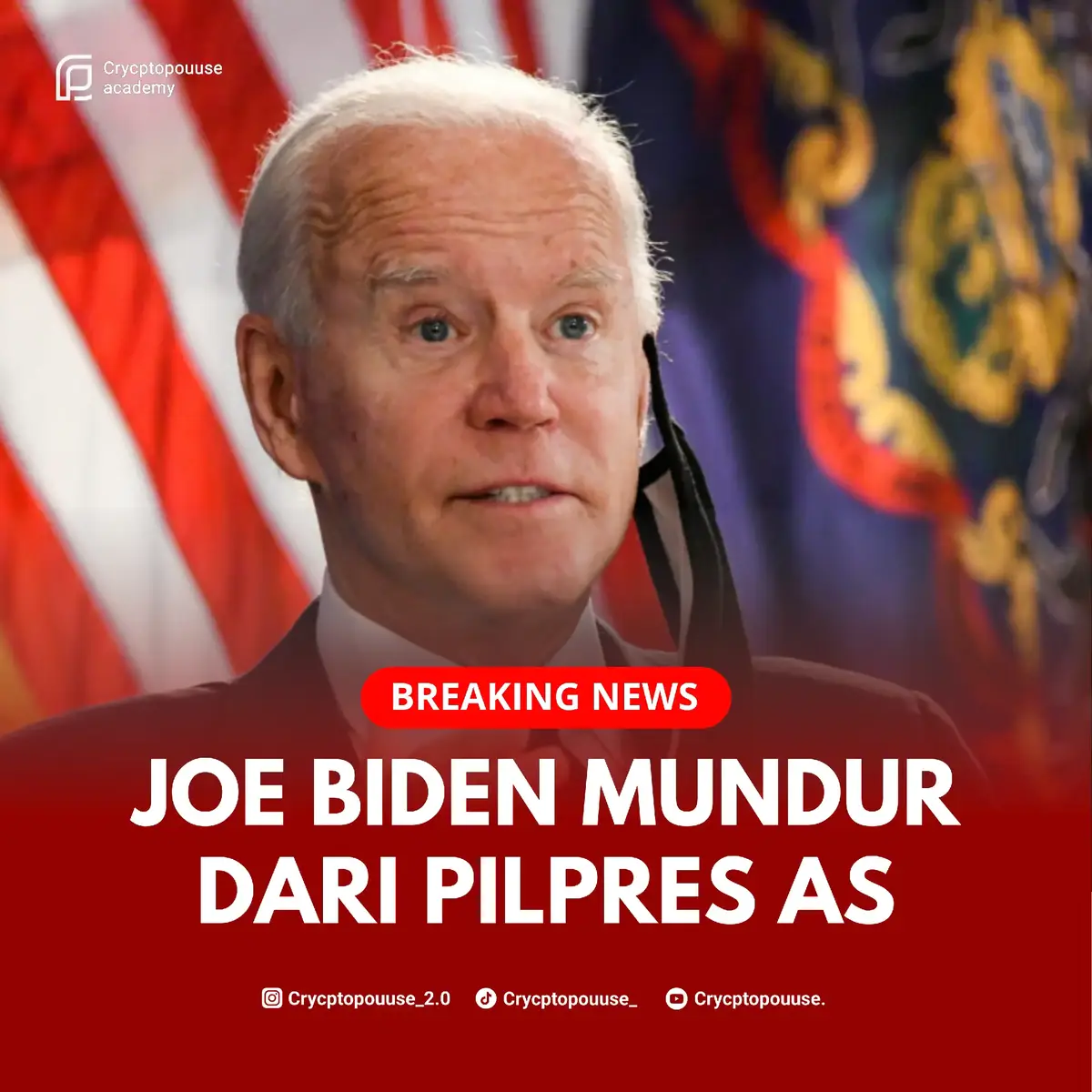 Presiden Joe Biden telah mundur dari pertarungan pemilihan presiden (pilpres) Amerika Serikat (AS). Salah satu penyebabnya adalah besarnya desakan dari para pemilih Partai Demokrat agar dia mundur sebagai calon presiden partai tersebut. Keputusan dramatis Joe Biden yang diumumkan hari Minggu waktu AS tersebut telah mengacaukan pilpres AS 2024 dan memicu pergulatan sengit menuju hari pemungutan suara. “Merupakan kehormatan terbesar dalam hidup saya untuk melayani sebagai Presiden Anda,” tulis Biden dalam surat yang di-posting di X sebelum pukul 14.00 siang pada hari Minggu, seperti dikutip dari TIME, Senin (22/7/2024). Menurut kalian apa yang terjadi setelah Joe Biden mundur pencalonannya sebagai presiden AS periode berikut dari Partai Demokrat?🤔🤔 Disisi lain,bitcoin mengalami kenaikan sejak berita Biden ini mencuat. Bullish for Bitcoin?👀😃 Jangan lupa follow @cryptopouuse_academy untuk tips dan info terbaru tentang dunia Cryptocurrency! Stay informed, stay ahead! #amerika #joebiden #pilpresas #Pilihanlnvestasi #EmasVsBitcoin #nvestasiMasa Depan #CryptoLife #GoldStandard#Trading ##nvestasi #Forex #Saham #Keuangan ##nvestasiCerdas #PasarSaham #PasarForex #AnalisisTeknikal #StrategiTrading #ManajemenRisiko #nvestasiOnline #Traderlndonesia #Kripto #Ekonomi #Portofoliolnvestasi #KursusTrading #Pengembangan Dana #Kebebasan Finansial #PemulaTrading