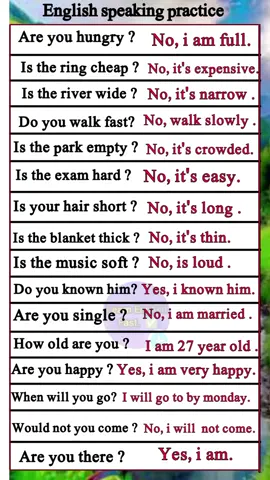 English basic sentences with their answers for more videos please like and follow me #learn #english #englishtips #englishclass #englishteacher #foryou #foryoupage #foryourpage #growmyaccount #my #account #viral #tiktok #learnenglishfast7 