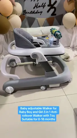 Baby Walker for Baby Boy and Girl 3 in 1 Anti-rollover Walker with Toy Suitable for 0-18 months Specifications️ •Category: toddler/walker •Material: plastic •Functions: music toy, auxiliary_brake, second changing dinner plate, adjustable speed of rear wheel •Applicable age: 6-12 months •Color: blue, gray 💬Features •A multi-purpose baby walker. The baby promotes a walker and upgrades rollover prevention. •Upgrade 