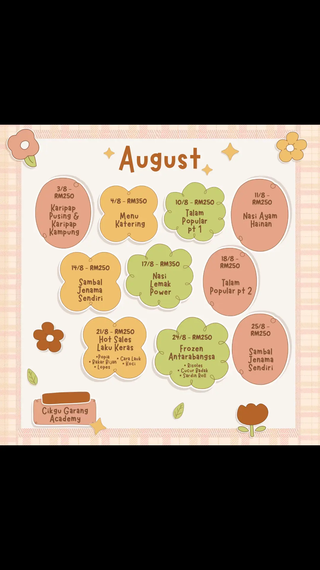 Schedule for august!