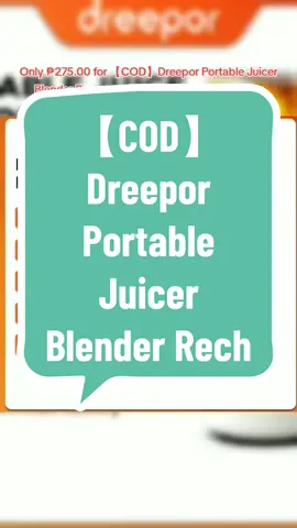 Only ₱275.00 for 【COD】Dreepor Portable Juicer Blender Rechargeable Blender Juicer Tumbler Heavy Duty Vegetables Fruit Juice mixer with 6 Blades Wireless  Electric Juicer! #electricjuicer #blender #portablejuicer 