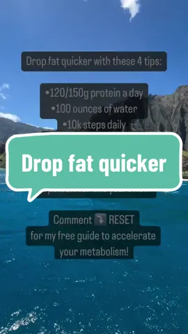 Ready to turbocharge your metabolism? Comment RESET below for my FREE guide to kick your fat loss into high gear! Let’s make those health goals a reality together! Follow for more! #FatLossTips #BoostMetabolism #HealthyLiving #StayHydrated #SleepWell #ProteinPower #Reset 