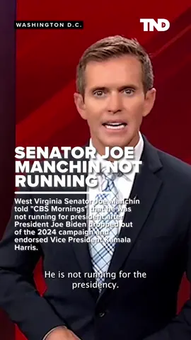 West Virginia Senator Joe Manchin will not run for president after President Biden droped out. Read more linked in the bio. #westvirginia #election2024 #vicepresidentkamalaharris