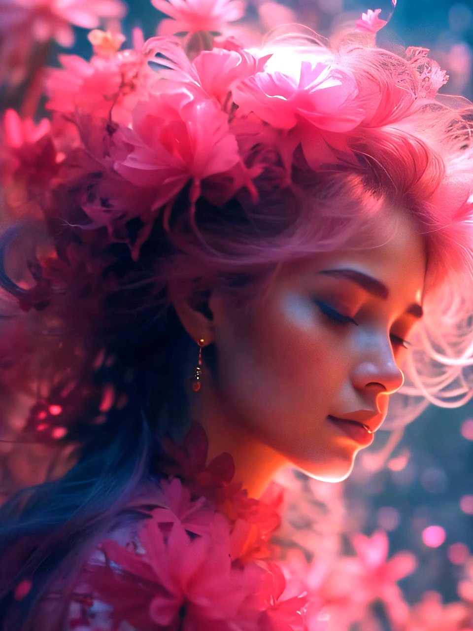 blossom beauty.. #Flowers #Beauty #Pink #Blossom #Nature #Floral #Petals #Portrait #Grace #Elegance #ai #generated #video